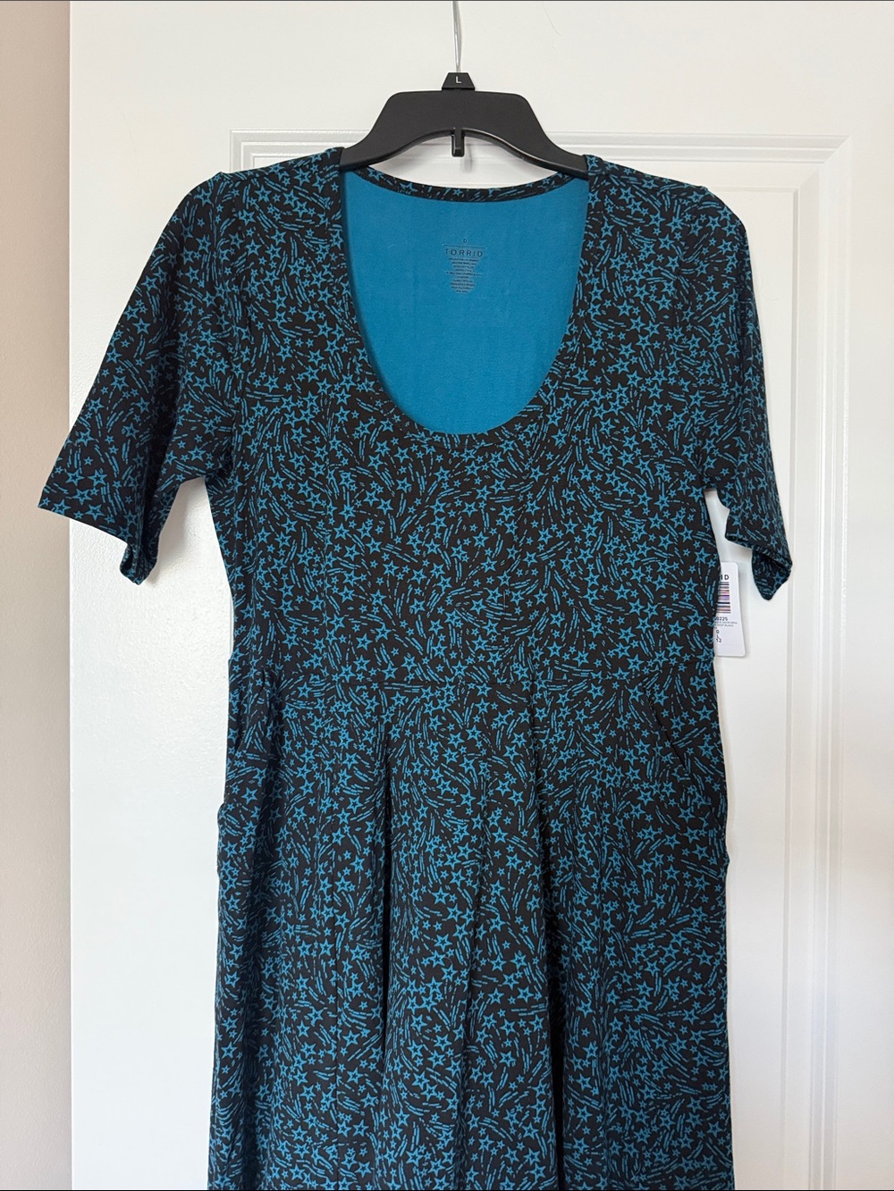 torrid Black Dress with Teal Star Vine Print